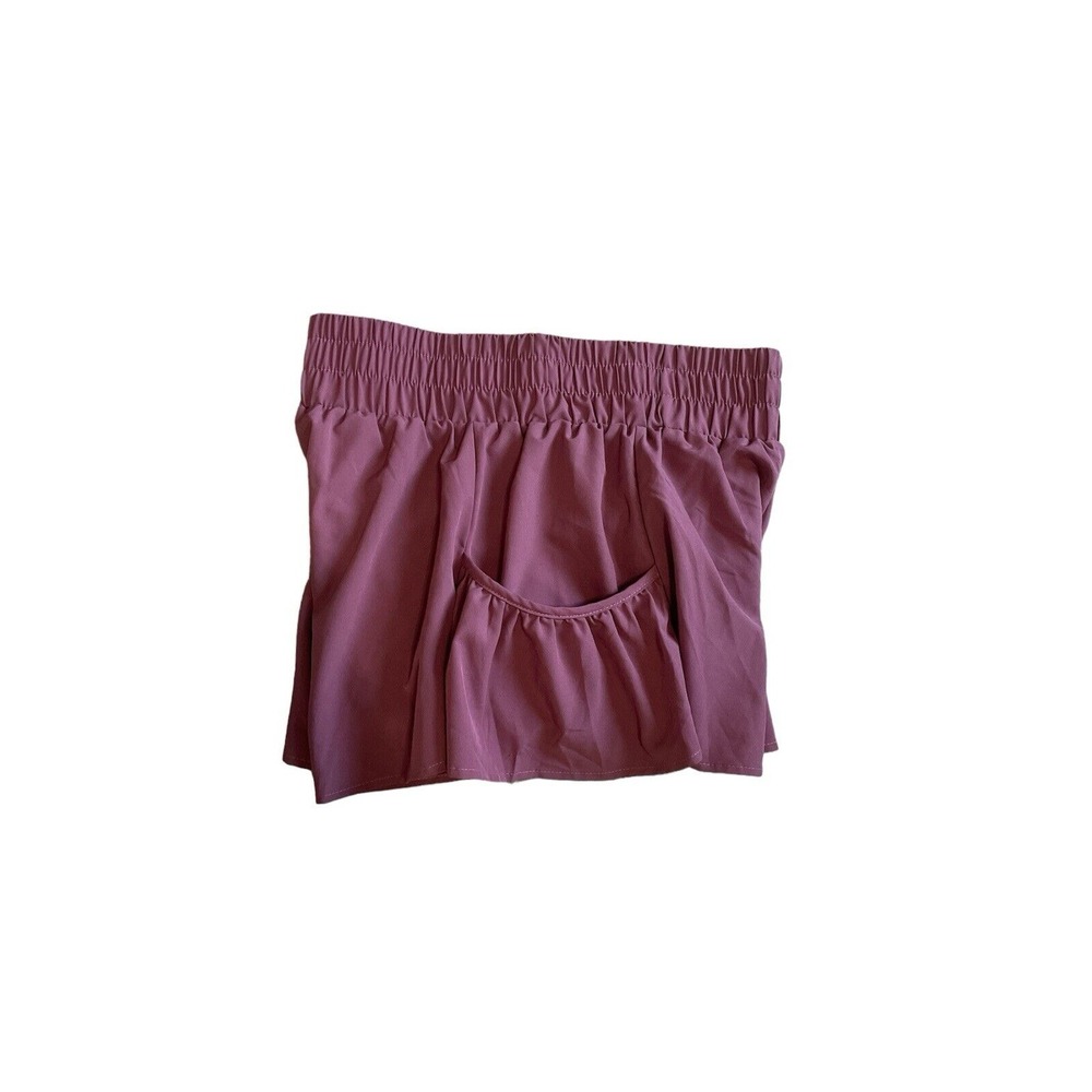 NWT BMJL Flowy Running Shorts Ruffle Hem Elastic Waist Pockets Mauve Size L - Picture 2 of 7